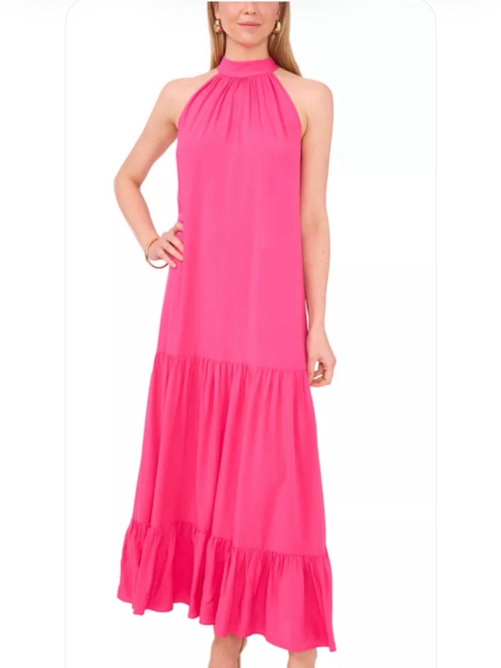 Vince Camuto Hot Pink Tiered Maxi Dress - Stylish Summer Look Petite Small, NWOT